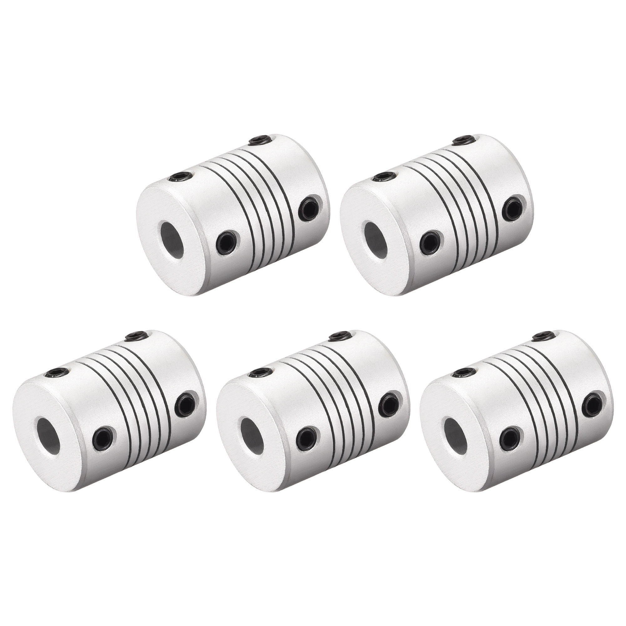 uxcell 6mm to 7mm Aluminum Alloy Shaft Coupling Flexible Coupler Motor Connector Joint L25xD19 Silver,5pcs 