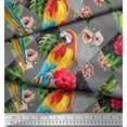 thumbnail image 2 of Soimoi Gray Polyester Crepe Fabric Floral Tropical Bird Print Fabric by Yard 52 Inch Wide, 2 of 3
