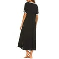 thumbnail image 4 of FRSASU Womens Short Sleeve Nightgown Cotton V-Neck Long Nightshirts Full Length Sleep Dress Side Slit Sleepwear with Pockets Black, 4 of 8