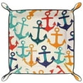 thumbnail image 2 of Women Girls Leather Square Dish Trinket Plate Jewelry Tray for Mothers Day Birthday Gift, Colorful Anchors Pattern, 2 of 6