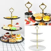 Kayannuo Christmas Home Decor Clearance 3 Tier Cupcake Stand, Plastic Tiered Serving Stand, Dessert Tower Tray for Tea Party, Baby Shower and Wedding (Wavy-Metal Rod) Christmas Gifts