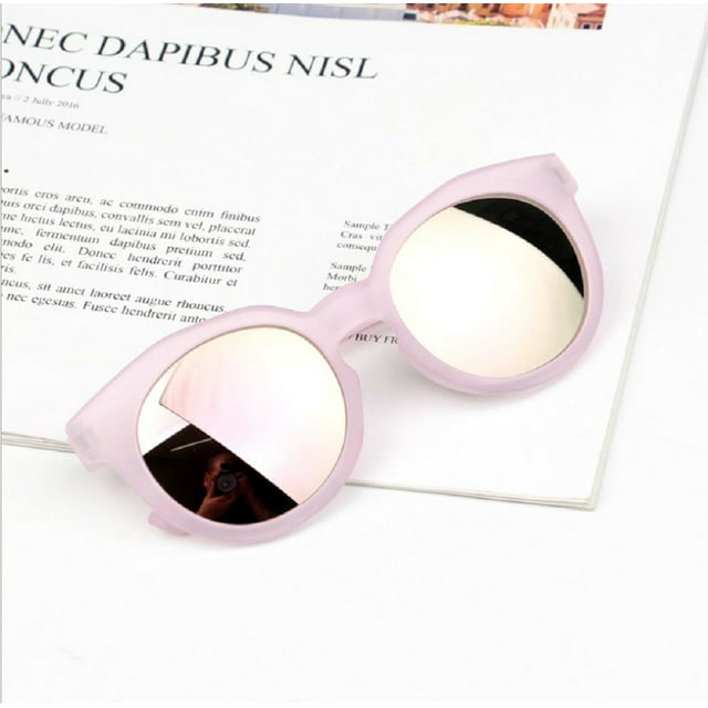 ITFABS Lunettes de Soleil Rondes Élégantes pour Enfants, Loisirs, Givrées, Quotidien, Voyage, Ombrage