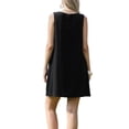 thumbnail image 3 of INSPIRE CHIC Sleeveless Linen Dress for Women's Summer Crew Neck A-Line Casual Dresses with Pockets XS Black, 3 of 5