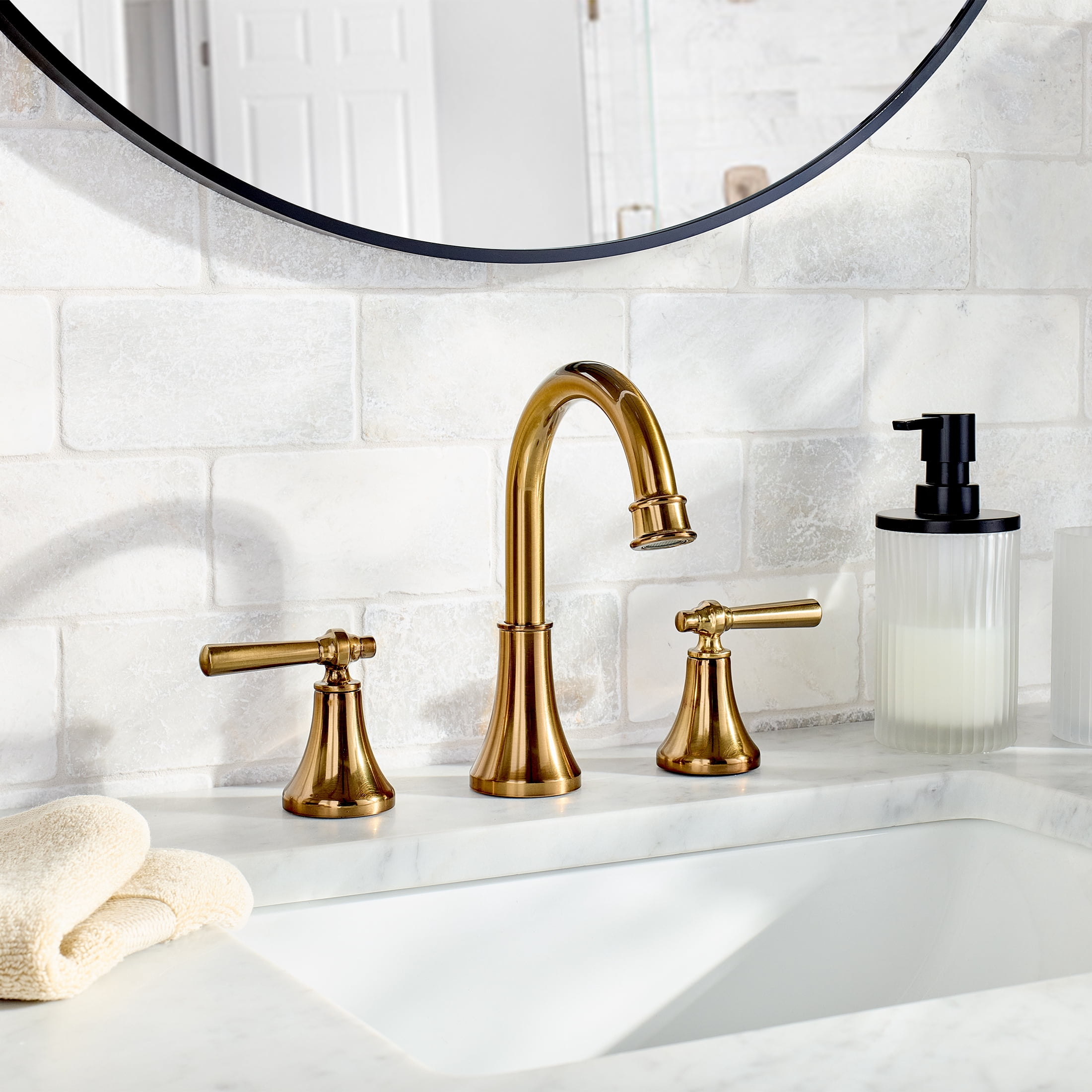 Better Homes & Gardens Modern Heirloom 8" Widespread Bathroom Faucet in Heritage Gold