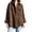 Brown, variant on Women's Leopard Print Corduroy Lapel Oversized Long Sleeve Shirt Dark Gray M