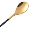 thumbnail image 4 of Cucharadita con mango de hoja, 10 cucharaditas de 12 cm, creativas cucharas de postre negras y doradas, acero inoxidable de calidad alimentaria, acabado espejo y apta para lavavajillas brillar Electrónica, 4 of 5