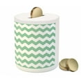 thumbnail image 3 of Mint Piggy Bank, Chevron Pattern Horizontal Zigzag Twisty Turns Modern Aztec Folk Inspirations, Ceramic Coin Bank Money Box for Cash Saving, 3.6" X 3.2", White Jade Green, by Ambesonne, 3 of 4
