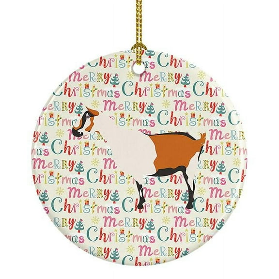 Alpine Goat Christmas Ceramic Ornament 2.8 in x 2.8 in