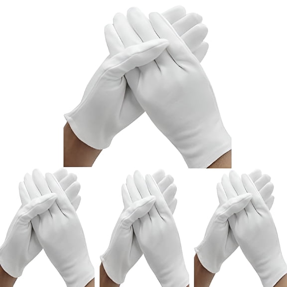 TELOLY 12 Pair White Cotton Gloves for Dry Hands,Moisturizing Eczema,Serving