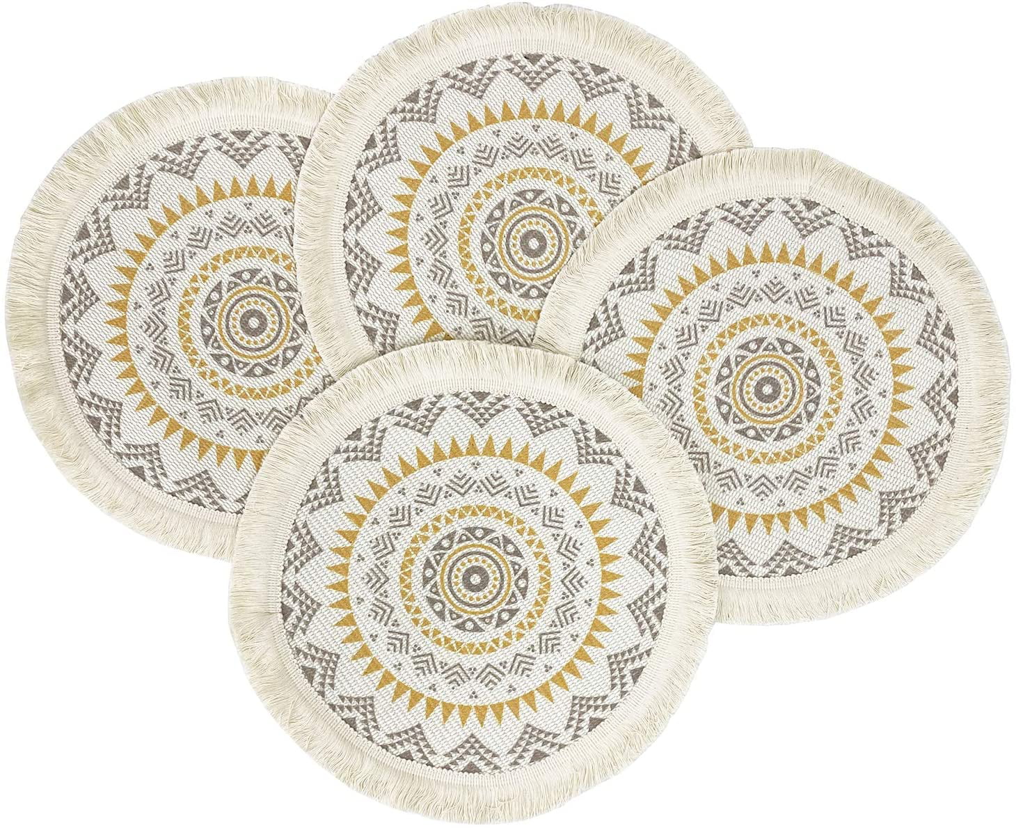 4x 5.5 Macrame Retro Coasters| Boho Decoration Heat Protection Mat Set of 2 Prick-N-Pounce Handmade Bohemian Home Decor Placemats Coffee Table Accessories Off-White 100% EcoCotton Cord
