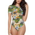 thumbnail image 1 of Fotbe Construction Machinery1 Body de Mujer con Cuello Redondo y Mangas Cortas, Sin Mangas Ajustado, Suave, Cómodo y Básico-Small, 1 of 7