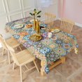 thumbnail image 2 of Boho Bohemia Flower Rectangle Tablecloth 60"x120",Waterproof Polyester Rectangle Table Cloth, Wipeable Spillproof Polyester Tablecloth for Dining, Camping, Indoor and Outdoor, 2 of 6