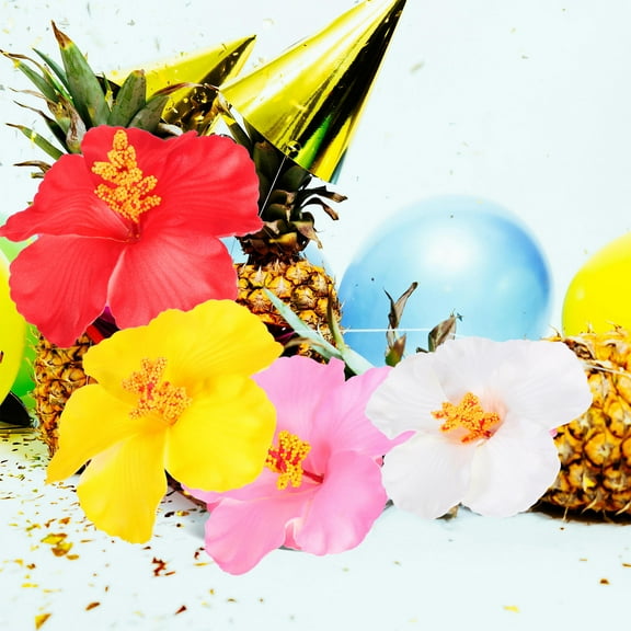 RENACLIPY 12pcs Artificial Hawaiian Hibiscus Flowers for Tropical Decor, EVA Decorative Flowers for Home, Party, and Events