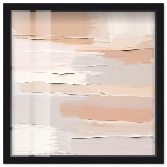 Roseate Cream Tones I Shadowbox Print Neutral Abstract Art by Art Remedy, Black Frame, 12 x 12