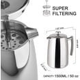 thumbnail image 3 of Secura French Press Coffee Maker, 50-Ounce, 18/10 Stainless Steel Insulated Coffee Press with Extra Screen, 3 of 6