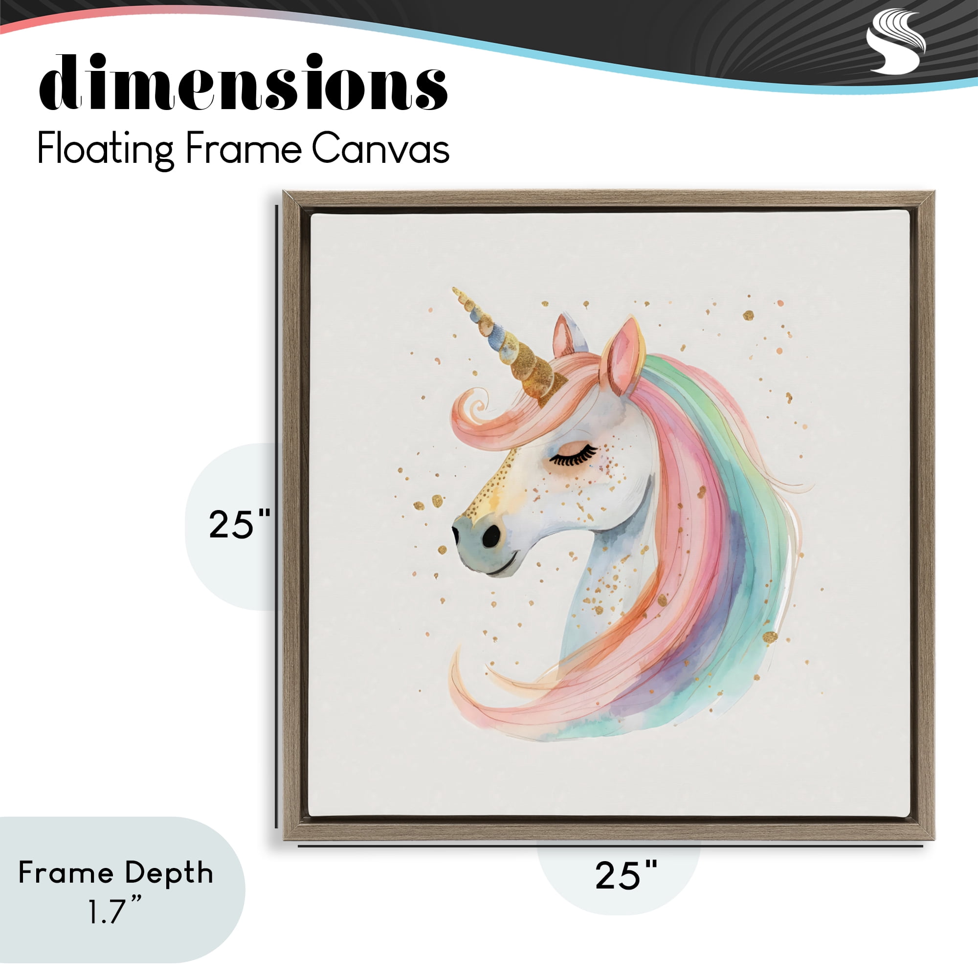 Stupell Industries Gold Accented Unicorn Brown Framed Floater Canvas Wall Art, design by Creative Studio