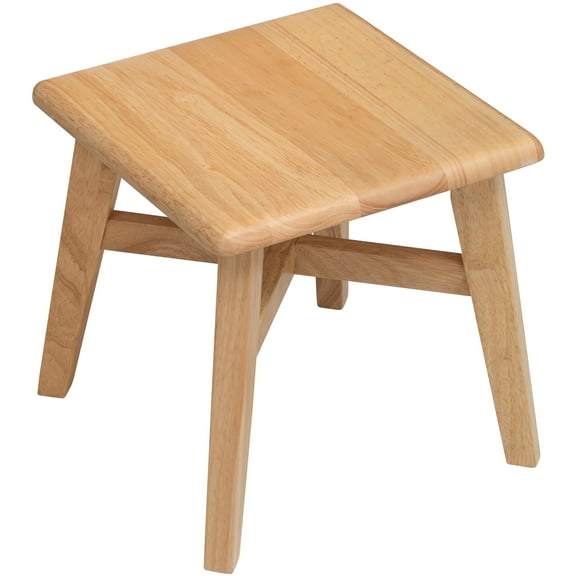 eHemco Solid Hardwood Step Stool with Double Cross Brace Support for Adults and Kids, 12.25 Inches, Natural