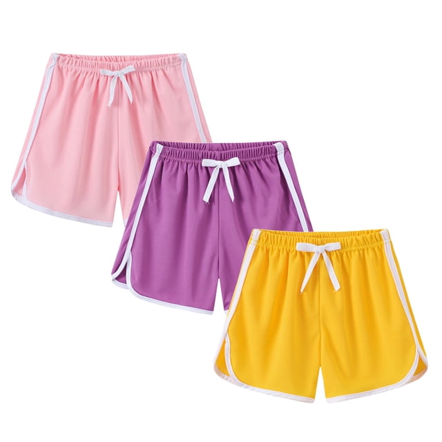 Odeerbi 3-11 Años Niños Niñas 3 Pcs Athletic Dophin Pantalones Cortos Deportes Yoga Pantalones Cortos Verano Casual Color Sólido Playa Pantalones Cortos