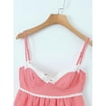 thumbnail image 3 of Women Summer Fashion Sweet Lace Plaid Print Mini Dress Cute V-neck Sexy Slim Backless Chic Straped Dresses-as1-M(US2), 3 of 5