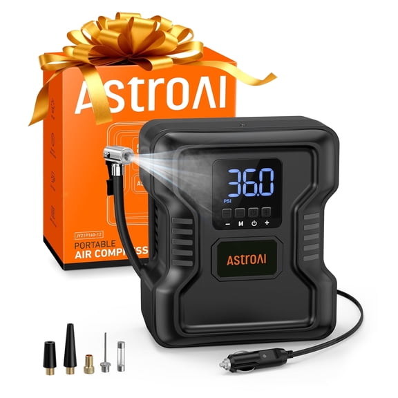 Open Box AstroAI Portable Tire Inflator, 150 PSI Air Compressor Tire Pump, Emergency LED Light, Automatic Shutoff Car Air Pump, Compact Tire Pump Fast Inflation for Cars, 12V DC, for Gift