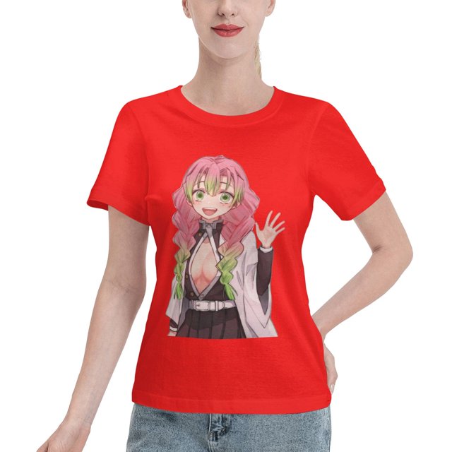 T-Shirt Basique à Manches Courtes pour Femmes Demon Slayer Lame Temple Ganlu Mili