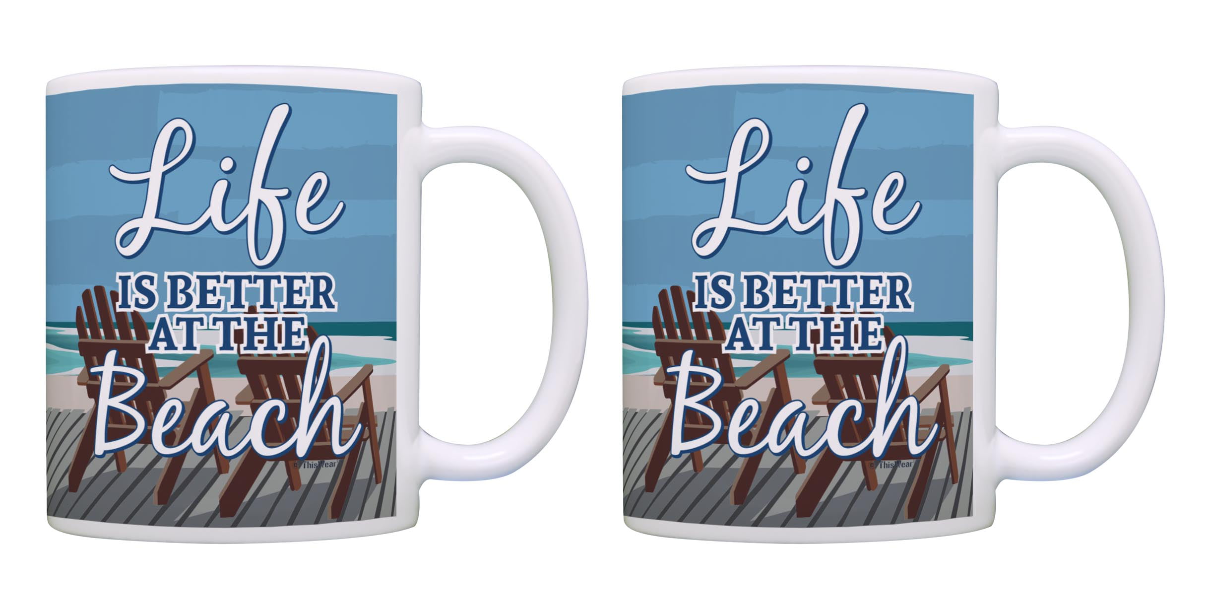 The Beach Is Calling and I Must Go Glossy White 10 Ounce Enamelware Mug Set of 2