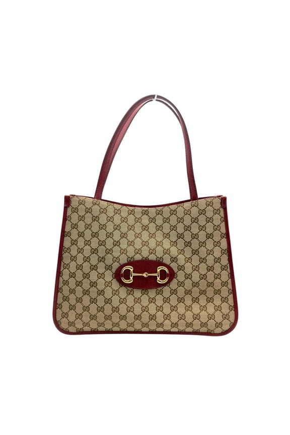 Pre-Owned Gucci Horsebit Tote Bag in GG Canvas and Leather (623694) Beige, Women's (Good)