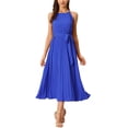 thumbnail image 2 of INSPIRE CHIC Women’s Casual Sleeveless Halter Neck Belted&nbsp;A-Line Cocktail Pleated Dress, 2 of 5