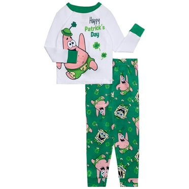 SpongeBob SquarePants St.Patricks Day 2-Piece Long Sleeve and Pant Snug Fit Pajama Set, Sizes 4-10