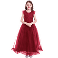 thumbnail image 6 of IBTOM CASTLE Flower Little Big Girls Maxi Dress Bridesmaid Wedding Pageant Party Princess Communion Floral Boho Vintage Lace Dance Gown 5-6 Years Wine Red, 6 of 9