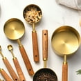 thumbnail image 3 of 4-Piece Stainless Steel Measuring Spoon Set with Wooden Handle - Precision Scale Markings for Cooking and Baking Applications - Gold1, 3 of 3