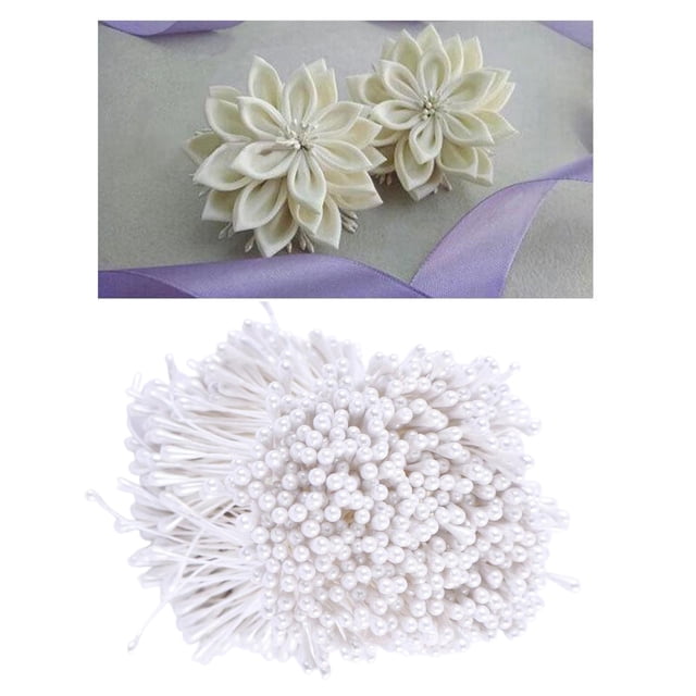 1800 piezas flor artificial estambre accesorio para la cabeza 3 mm perla mate doble cabeza pistilos de flores bricolaje hecho a mano fabricación de Macarena Estambre de flores de doble cabeza