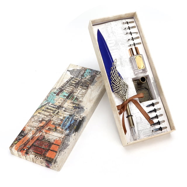 Oubit Feather Pen Gift,Feather Pen Set Retro Gift Pen Writing Ink Set Optimized for Excellence