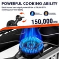 thumbnail image 5 of Frizi 150,000 BTU 2-Burner Outdoor Gas Stove with Side Shelves, Auto-Ignition & Regulator, 5 of 7
