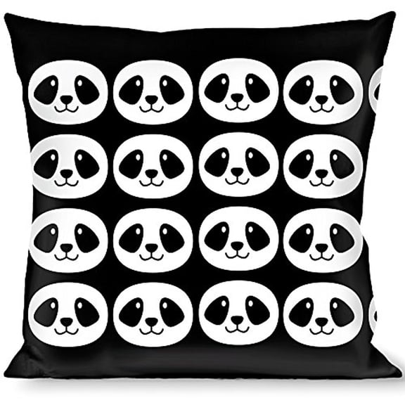 Buckle-Down Throw Pillow - Smiling Panda Face Black White