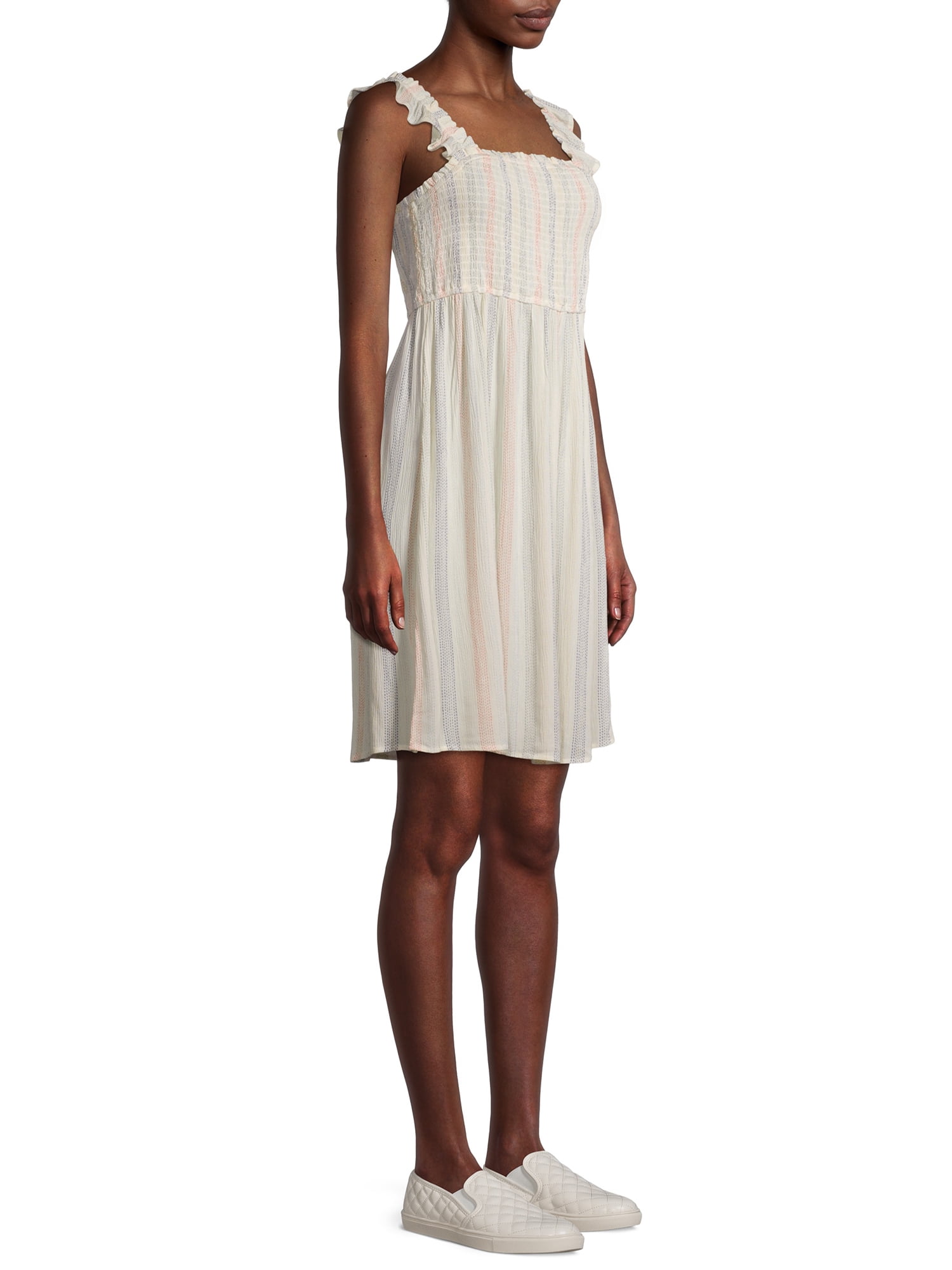 Wild Skye Women's Junior' Smocked Off the Shoulder T-Shirt Dress