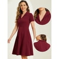 thumbnail image 2 of DARING DIVA 1950s Retro Vintage Short Sleeve V Neck A-Line Swing Dresses XL Wine Red, 2 of 6