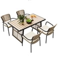 thumbnail image 3 of Dextrus 5-Piece Patio Outdoor Dining Set, Wicker Patio Furniture Set of 4 Rattan Dining Chairs with Soft Cushions and Rectangular Dining Table with Umbrella Hole, 3 of 15