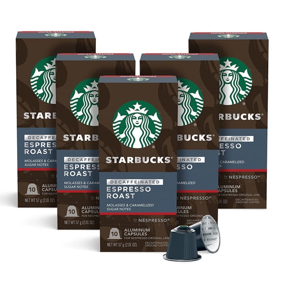Starbucks by Nespresso Decaf Dark Roast Espresso (50-count single serve capsules, compatible with Nespresso Original Line System)