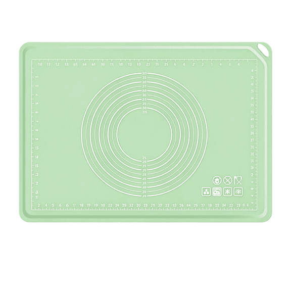 HUALAIJIN Food‑Grade Silicone Pastry Mat, Non‑Stick Thickened Dough Rolling Sheet with Heightened Edge, Green, 1 Pack