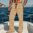 thumbnail image 6 of Fewfanhot Men's Plaid Sleep Pants - Casual Print Loose Fit Elastic Waist Breathable Lounge Pants with Pockets for Home Wear, 6 of 9