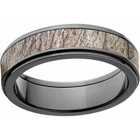 Brush Men's Camo Black Zirconium Ring with Polished Edges and Deluxe Comfort Fit