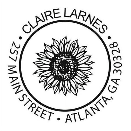 Personalized Round Self-Inking Rubber Stamp - Sunflower