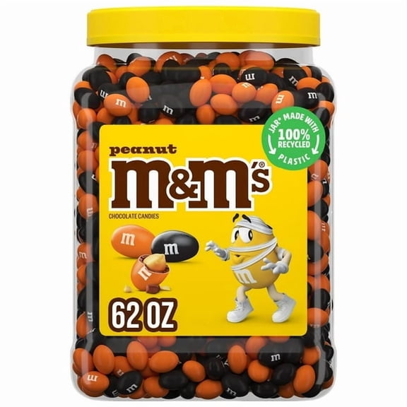 M&MS PEANUT PET CONTAINER HALLOWEEN BLEND 62 OUNCE