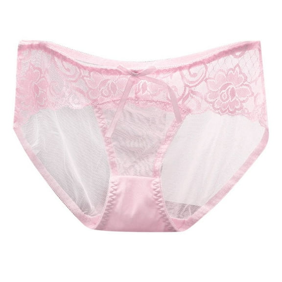 Womens Panties - Women's Transparent Low Waisted Seamless Lace Pure Triangle Pants Thin Mesh Underwear, Panties for Women,Color: Pink Size: L