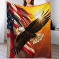 thumbnail image 4 of NIANHE Eagle, American flag, sun blanket, printed design, winter sofa dormitory home decoration, must-have travel product. Size is 50x60 inches., 4 of 7