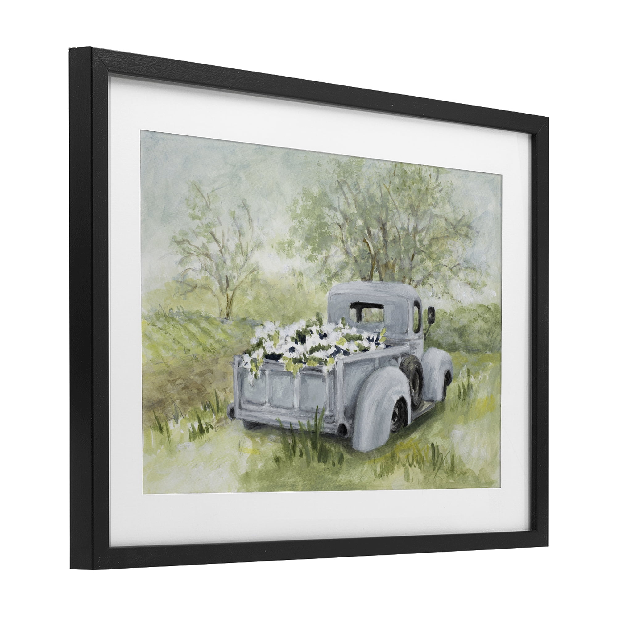 Stupell Industries Vintage Blue Truck Flower Sale Black Framed Print Under Glass, design by Lanie Loreth