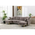 thumbnail image 2 of Large Sectional Sofa Couch & Ottoman Set, U Shape Sectional Sofa with 2 Pillows Living Room Modular Sofa Accent Sofa Chaise Lounge and Golden Legs (Gray), 2 of 7