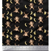 Soimoi Cotton Duck Fabric Banana & Monkey Kids Fabric Prints by Yard 42 Inch Wide