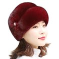 thumbnail image 2 of UDIYO Winter Middle-Aged and Elderly Women's Hats, Winter Russian Faux Rabbit Fur Flower Decor Hats, Elderly Hats, Mothers, Grandma, Old Ladies Hats, 2 of 8